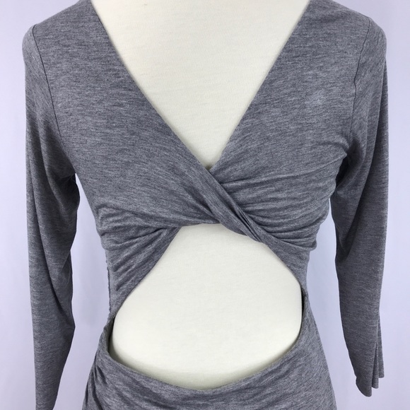 Heather Gray Back Twist 3/4 Sleeve Mini Dress - Picture 8 of 8